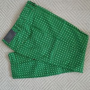 GAP Sz 00 Slim Cropped Kelly Green Square Print Pants